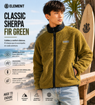 Sudadera Element Classic Sherpa Fir Green hombre estilo outdoor surf premium junto al mar