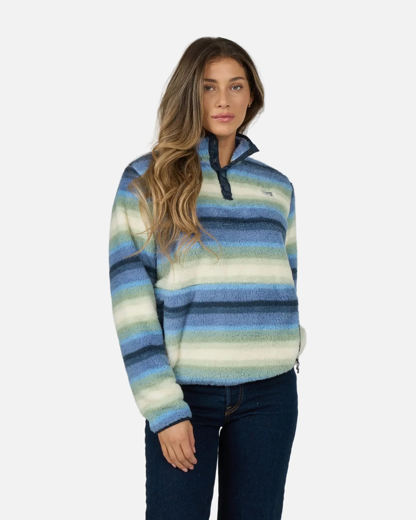 Sudadera mujer Salty Crew Calm Seas Pullover Blue Horizon, imagen oficial frontal