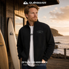 Sudadera Quiksilver Zip Fleece No Hood Black para hombre en color negro con cremallera completa y estilo surfwear premium