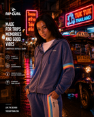 Sudadera Rip Curl Surf Revival Zip Thru Hood Blue para mujer con estilo surfwear premium y look surfero viajero