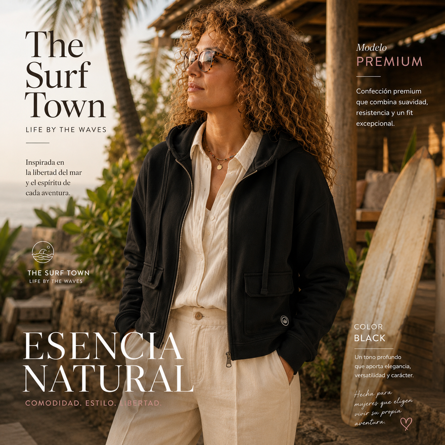 Sudadera The Surf Town Premium Black en vídeo