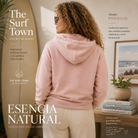 Parte de atras de la sudadera The Surf Town Premium Pale Pink de algodón orgánico para mujer en color rosa con estilo surf lifestyle premium