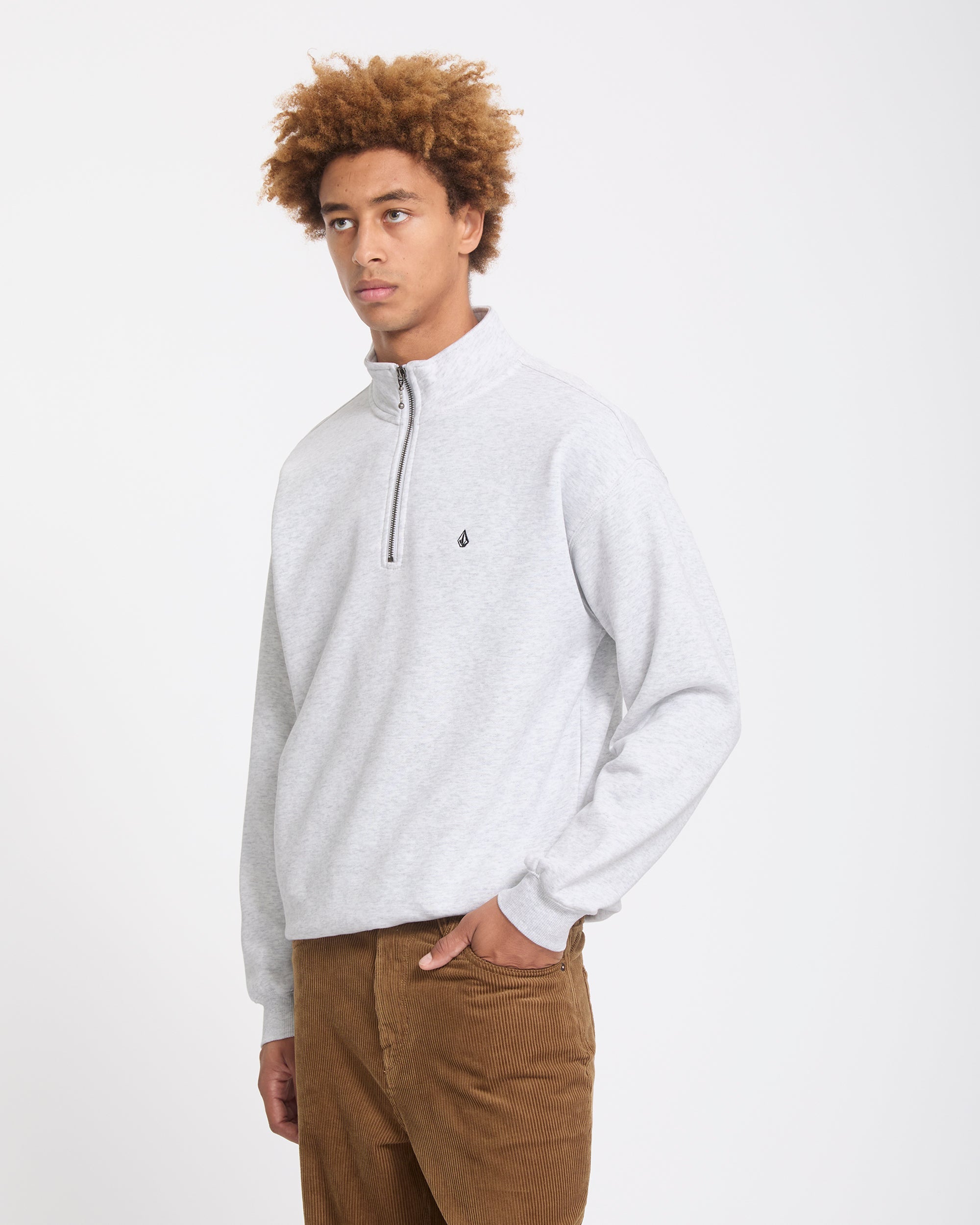 Sudadera Volcom Single Stone Quarter Zip Bone Heather ajuste y perfil oficial