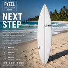 Tabla de surf Pyzel Next Step step-up para olas grandes fabricada bajo pedido por Pyzel Surfboards