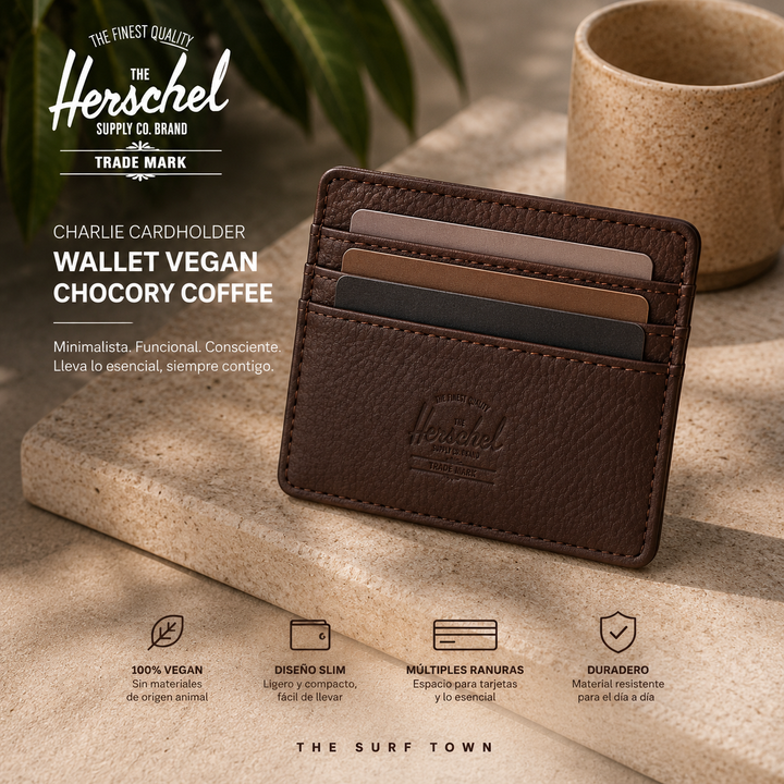 Herschel Charlie Cardholder Wallet Vegan Chocory Coffee