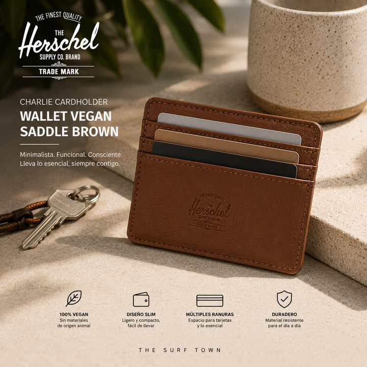 Herschel Charlie Kartenetui, vegan, Sattelbraun
