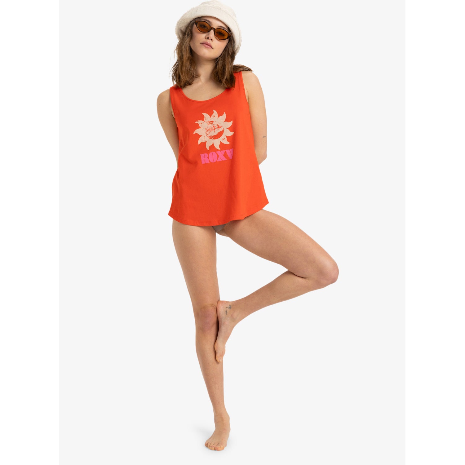 Top ROXY Surfclassic Poppy Red rojo de tirantes para mujer de algodón orgánico estilo verano surf
