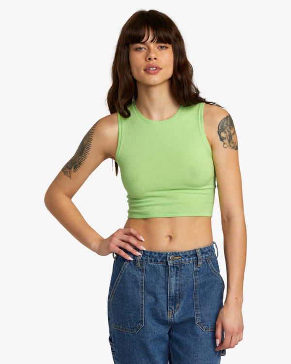 top RVCA Shiver Sweater Crop Top Glow mujer top crop sin mangas surf