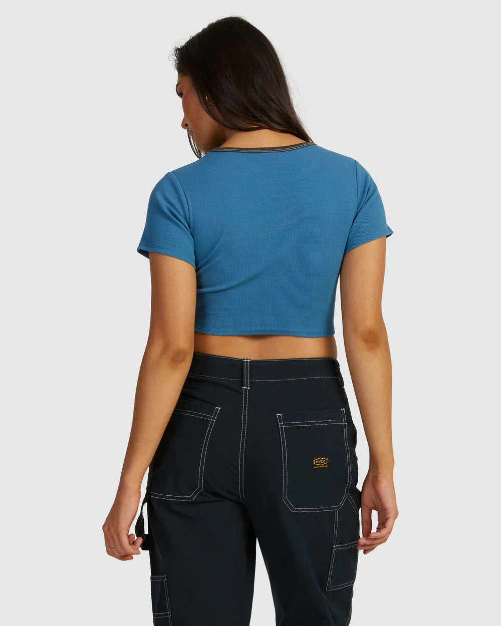 parte trasera top RVCA Strange Times Half Baby Cool Blue mujer