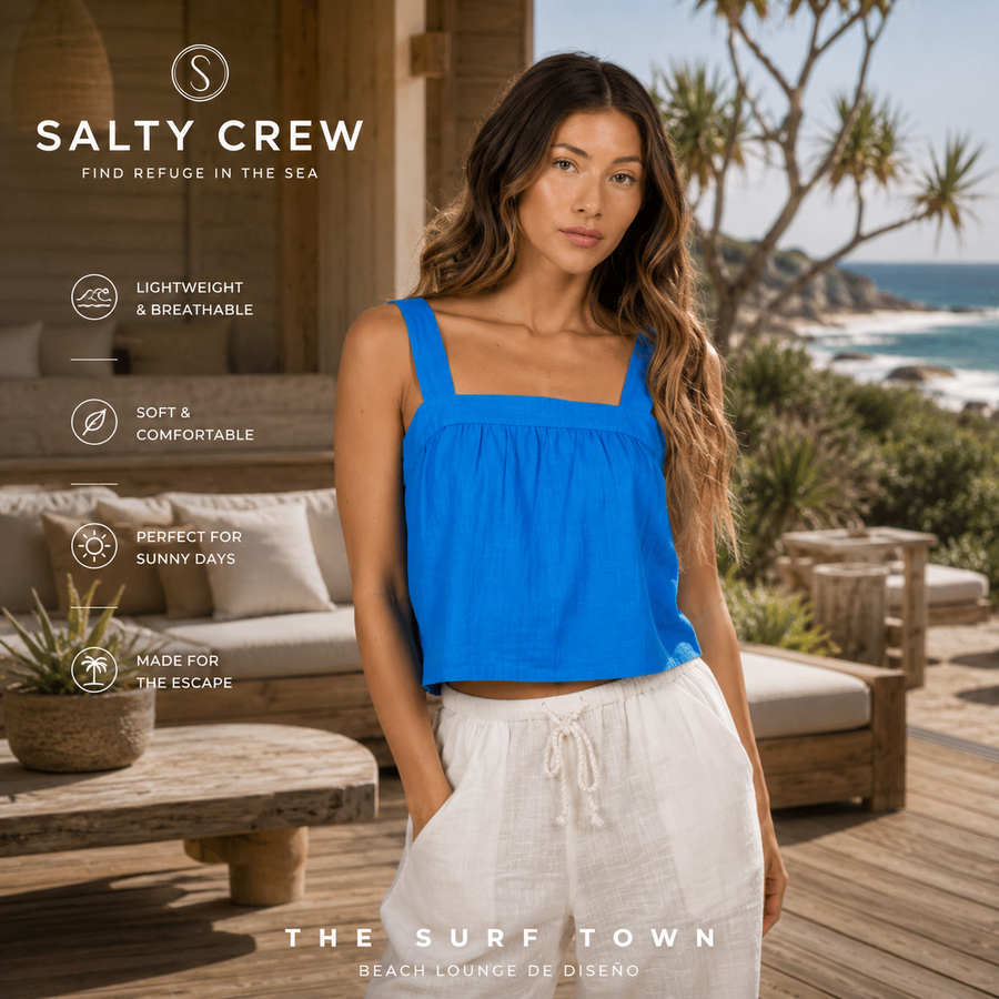 Top Salty Crew Charter Cami Bold Blue en vídeo