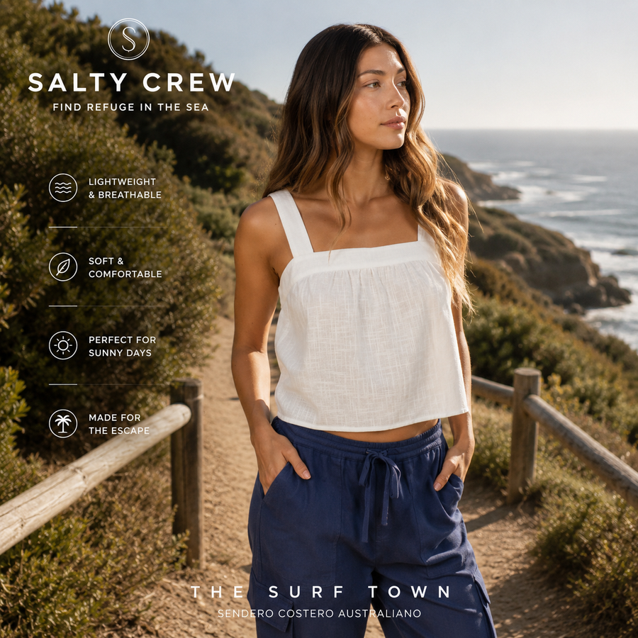 Top Salty Crew Charter Cami Off White en vídeo