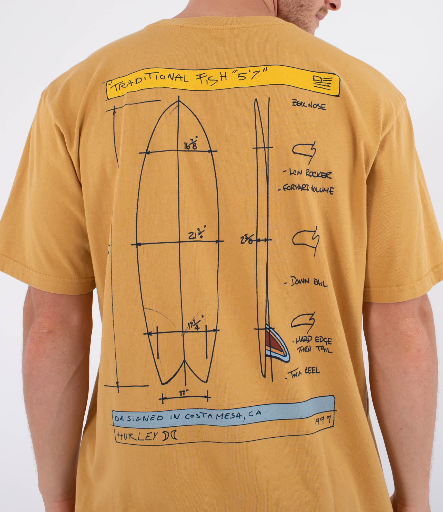 Camiseta Hurley Kraft Sketch Tee Mustard Gold