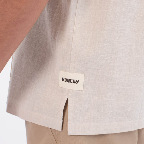 Camisa Hurley Sano Camp Embroidered SS Bone