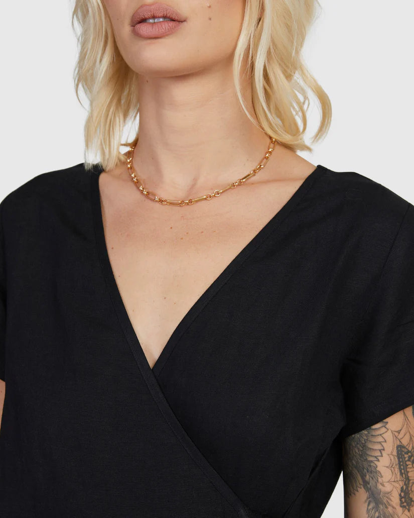 Mini Vestido Rvca Wrapped Washed Black