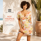 Vestido Billabong Hot Tropics Sweet Peach en fotografía editorial propia de THE SURF TOWN con resort tropical premium y estilo surf lifestyle femenino