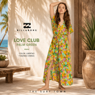 Vestido Billabong Love Club Palm Green en fotografía editorial propia de THE SURF TOWN con resort tropical premium y estilo surf lifestyle femenino