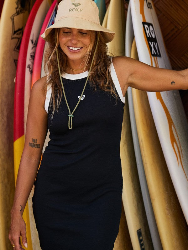 Vestido ROXY Iconic Days Anthracite negro ajustado mujer estilo surf casual verano