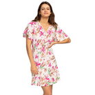 Vestido ROXY Sea Symphony corto mujer estampado floral verano blanco rosa verde