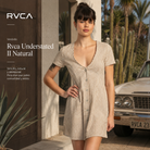 Vestido Rvca Understated II Natural de mujer en escena coastal vintage premium con estética editorial surfwear y luz natural