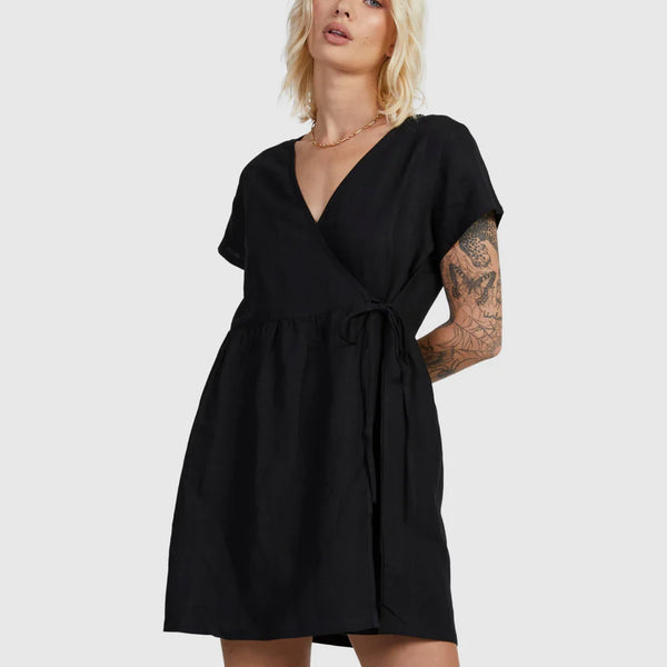 Mini Vestido Rvca Wrapped Washed Black