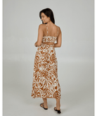 Vestido Salty Crew Ray Days Midi Dress Auburn para mujer con estampado veraniego, tirantes finos y largo midi de estilo costero