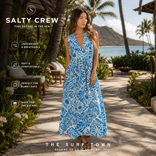Vestido Salty Crew Windward Maxi Dress Bold Blue