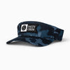 Visera Salty Crew Alpha Visor Blue Camo con parche frontal y estampado azul camuflaje
