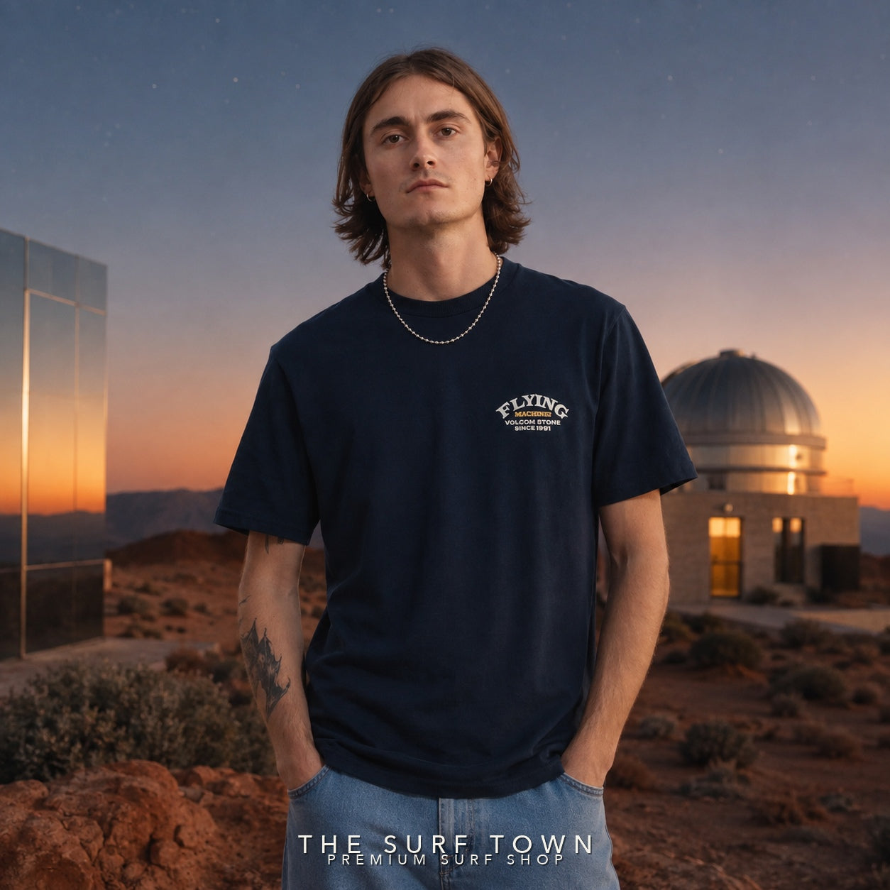 Camiseta Volcom Flying Machine MRE en editorial premium The Surf Town