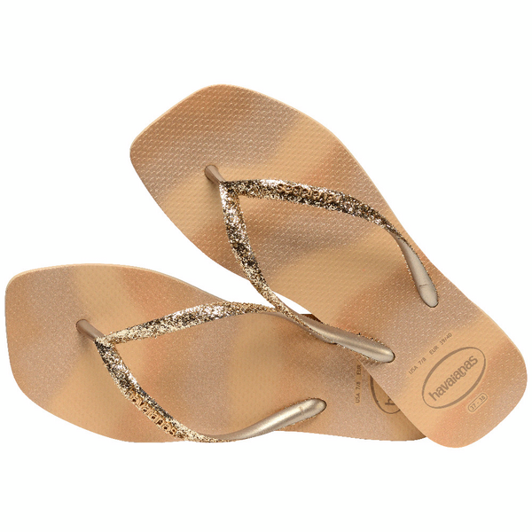 Chanclas Havaianas Styleslim Square Glitter Party Golden SS25