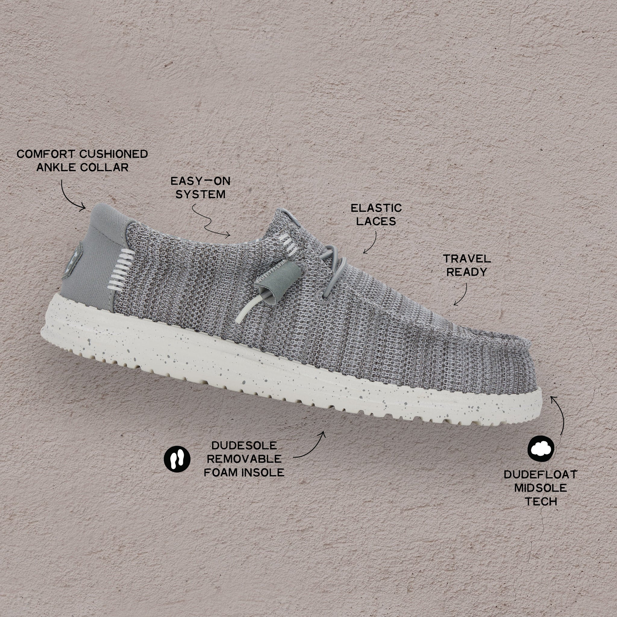 Zapatillas Hey Dude Wally Strecht Sox Grey
