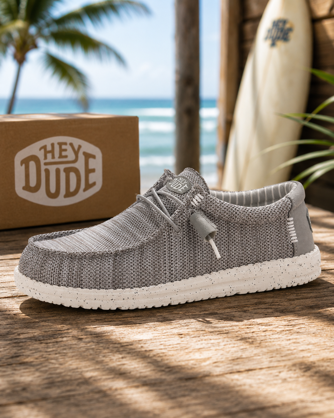 Zapatillas Hey Dude Wally Stretch Sox Grey para hombre con estilo casual surf premium