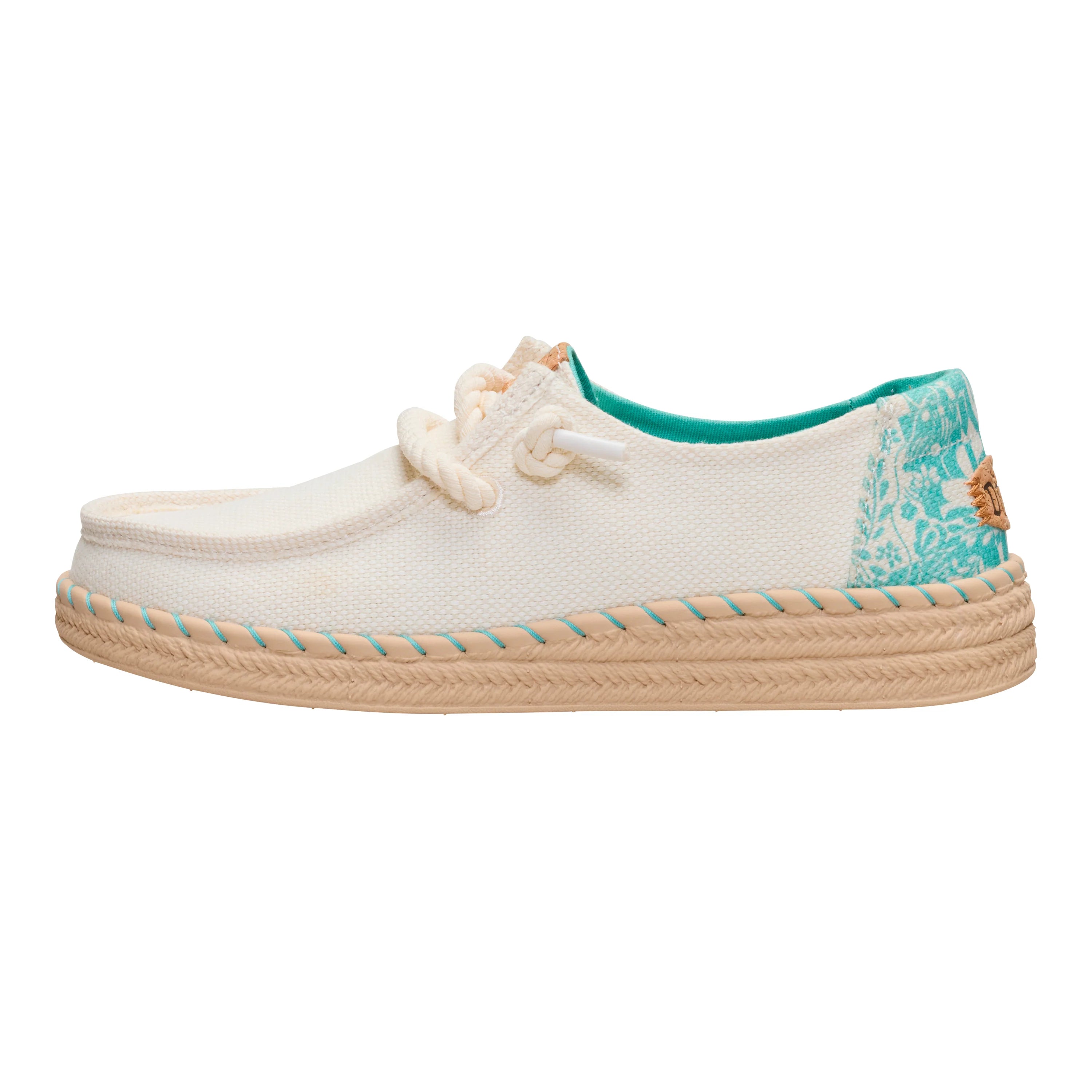 zapatillas HEY DUDE Wendy Espadrille Hibiscus Egret mujer blancas ligeras verano