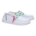Zapatillas HEY DUDE Wendy Gateway Lace White mujer blancas ligeras con cordones elásticos y plantilla leopardo