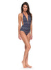 detalle del Bañador Roxy Sun, Surf and Roxy China Blue New Maiden Swim