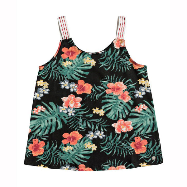 Camiseta para niña Roxy Spirit Bird Anthracite Hibiscus Twist
