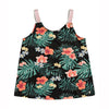 Roxy Spirit Bird Anthracite Hibiscus Twist  Estilo surfero Roxy para niñas, en este modelo de camiseta sin mangas, con estampado de tropical sobre fondo negro. Estilo holgado con vuelo, y tirantes anchos en tejido de rayas. Tela extra suave y elástica.