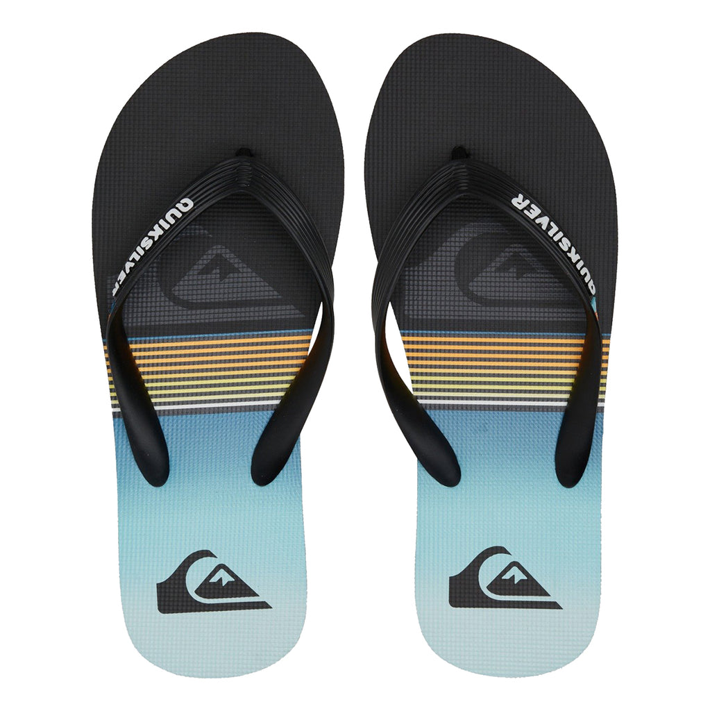 CHANCLAS DE HOMBRE CON TIRAS DE GOMA RESISTENTE AL AGUA  Quiksilver Molokai Panel Black2  Chanclas de goma enteras, con tira fina, resistentes al agua. Negras con diseño de paneles de colores y marca QUIKSILVER en suela y tira. Un modelo perfecto para los días de playa y piscina.
