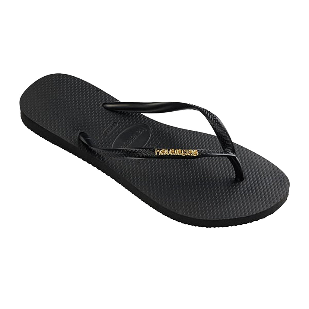 Chanclas Havaianas Slim Logo Metallic Black Gold SS23