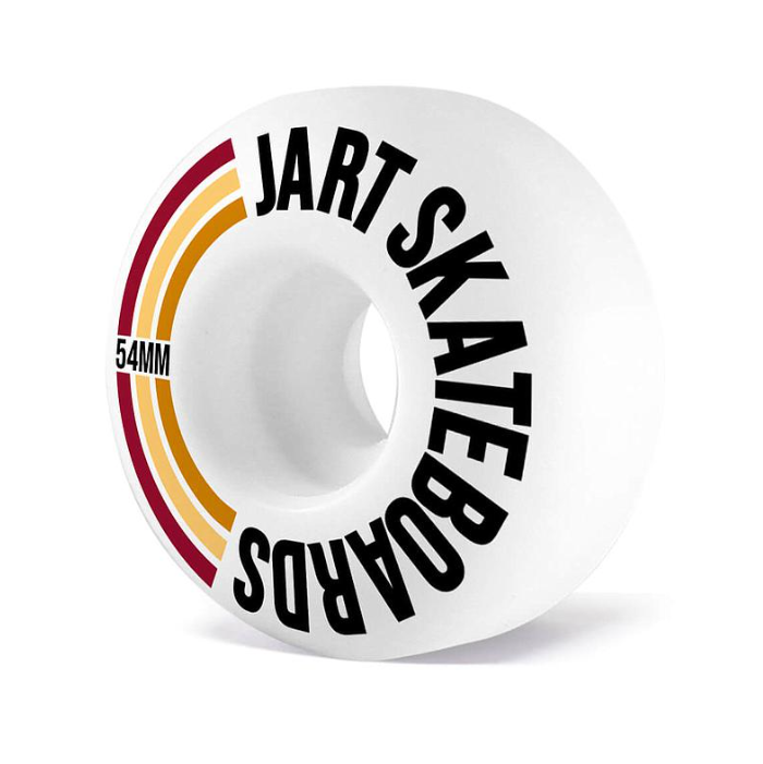 PACK de 4 ruedas para skate JART, de color blanca con letras negras, medida 54 mm, 102a DURAS
