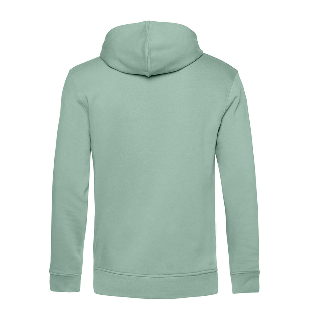 parte trasera de la sudadera sufera con cremallera y capucha de color verde agua con logo bordado