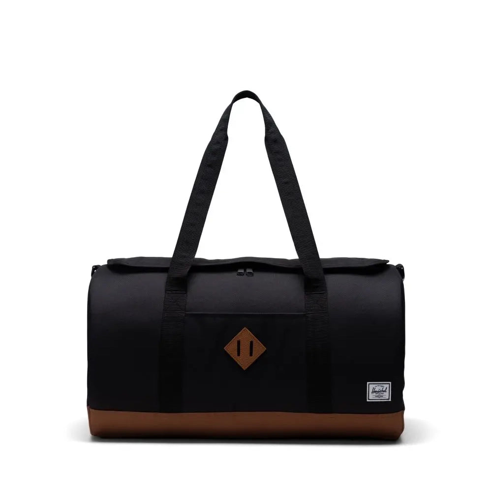 Bolso Herschel Heritage Duffle negro con base marrón y gran capacidad de 37 litros para viaje o gimnasio