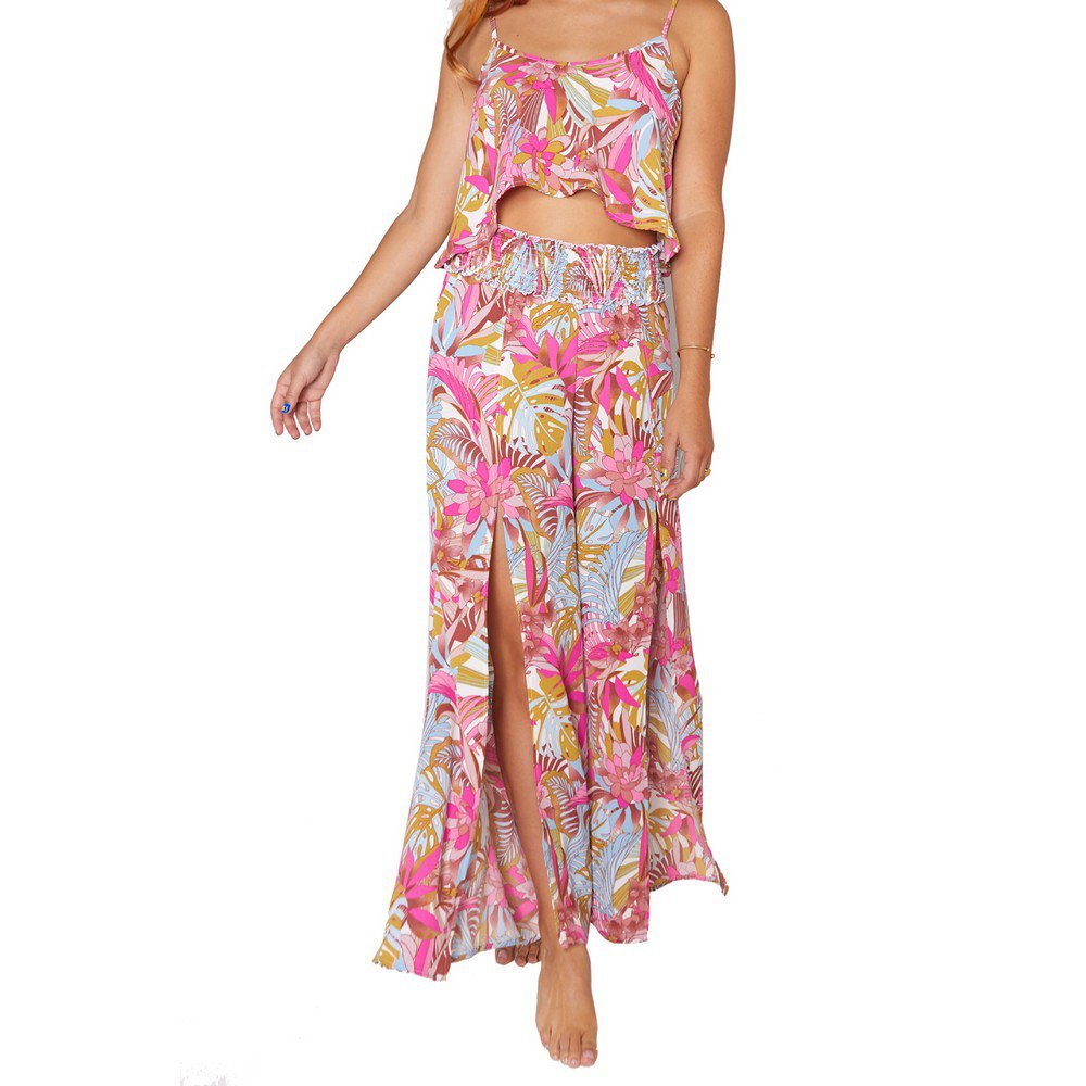 falda HURLEY Palm Paradise larga floral verano mujer con aperturas delanteras ligera