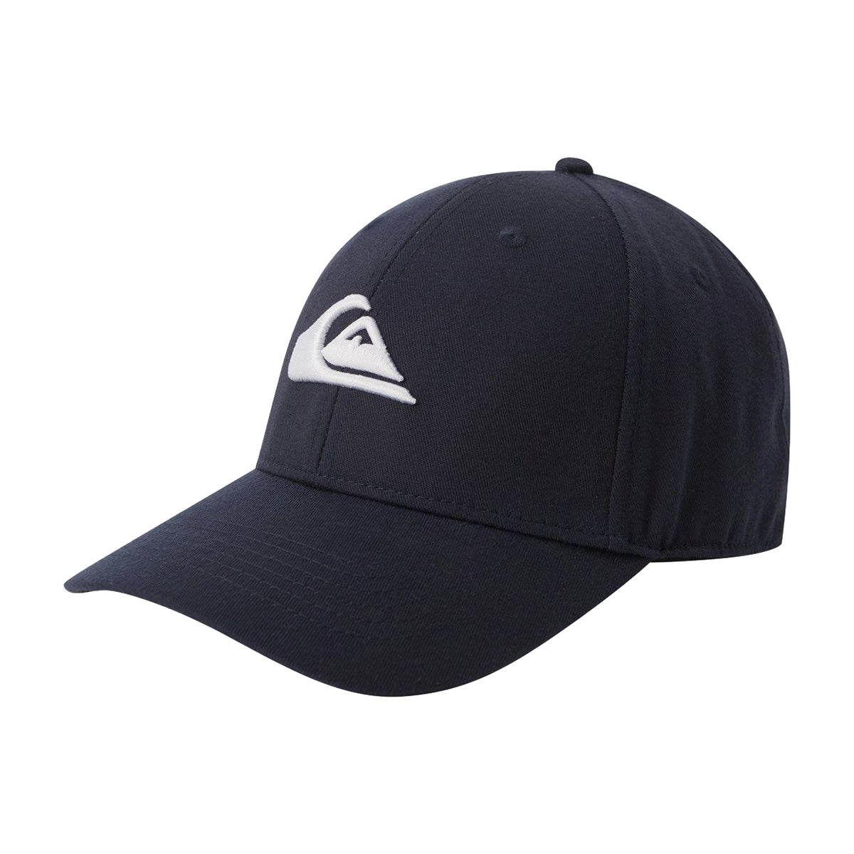 Gorra Quiksilver Decades Navy azul marino tipo baseball con visera curva, logo bordado blanco y cierre ajustable snapback