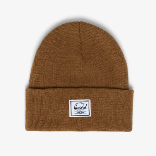 Gorro HERSCHEL Elmer Rubber color camel tipo beanie urbano unisex cómodo y cálido