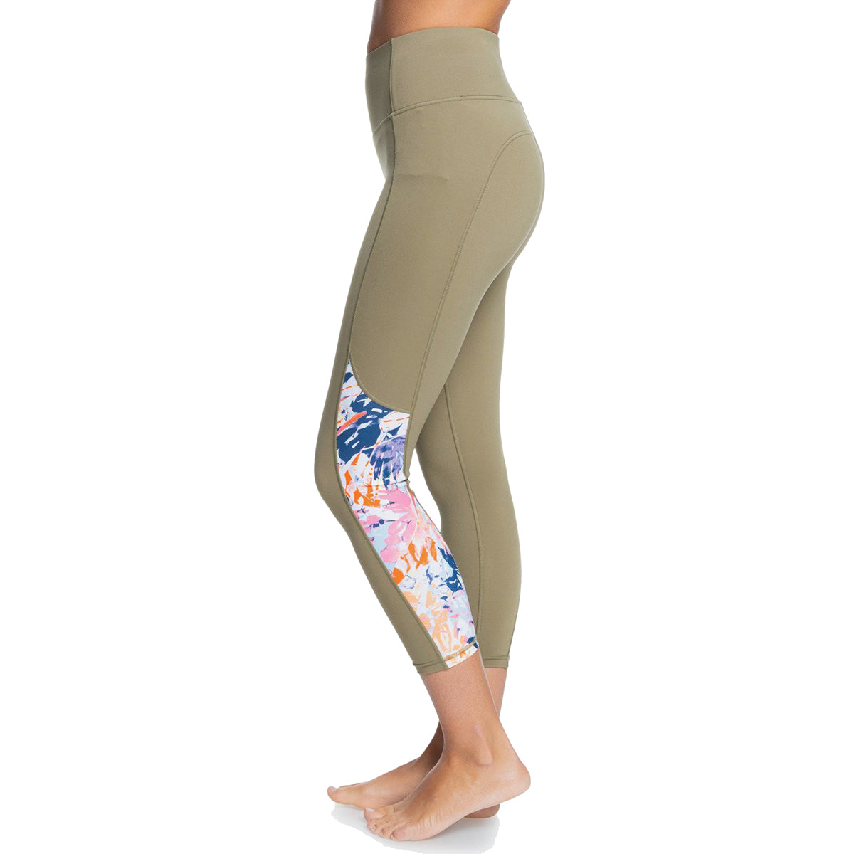 leggings ROXY mujer Yoga Runway Circle capri verde deportivos con tecnología DryFlight y bolsillo lateral