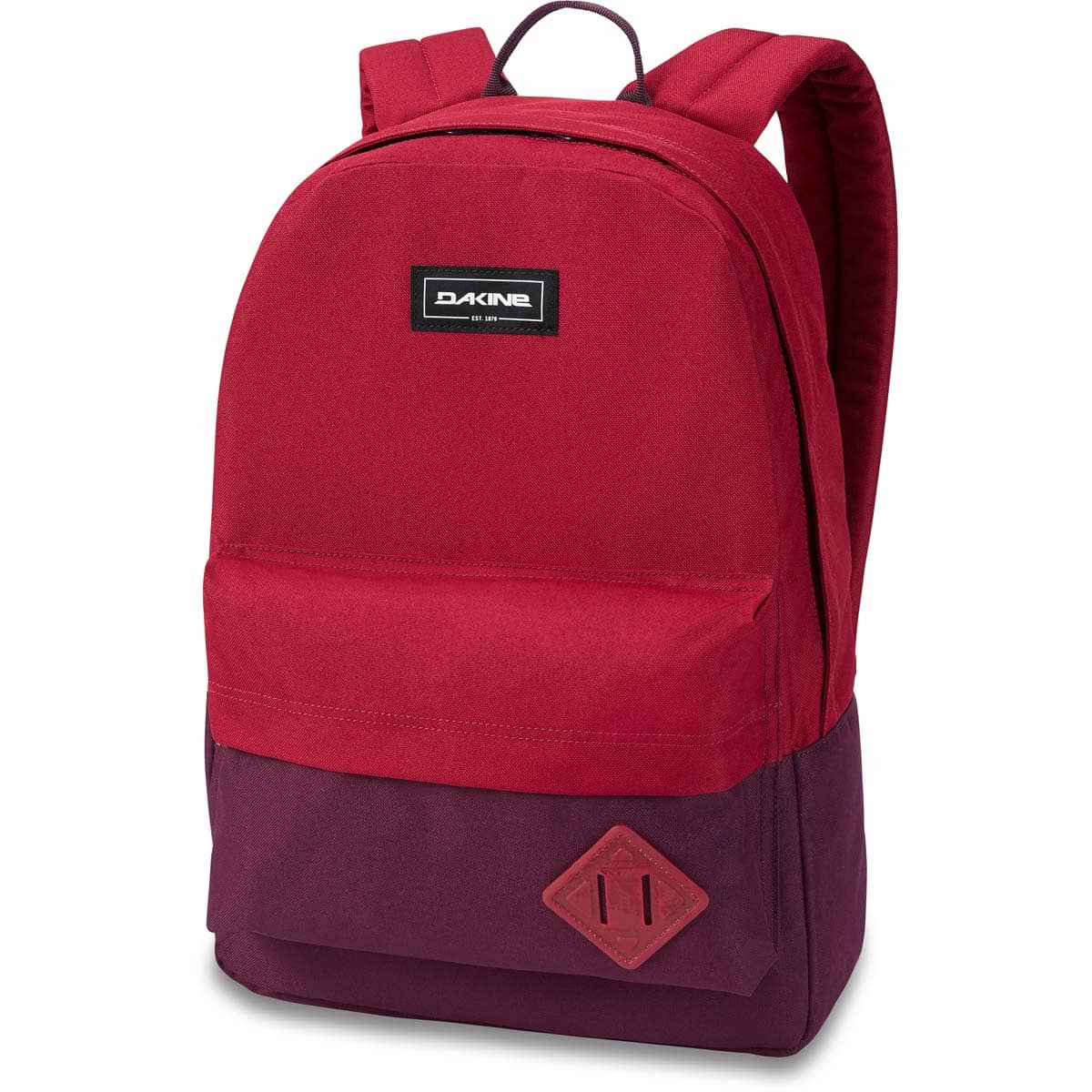 Mochila DAKINE 365 Pack 21L Garnet Shadow roja con base burdeos y compartimento para portátil para uso diario