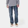 Vaqueros rectos de Carhartt en color azul claro, fabricados con tejido de algodón y un punto de lycra, lo que hacen que sean tan cómodos