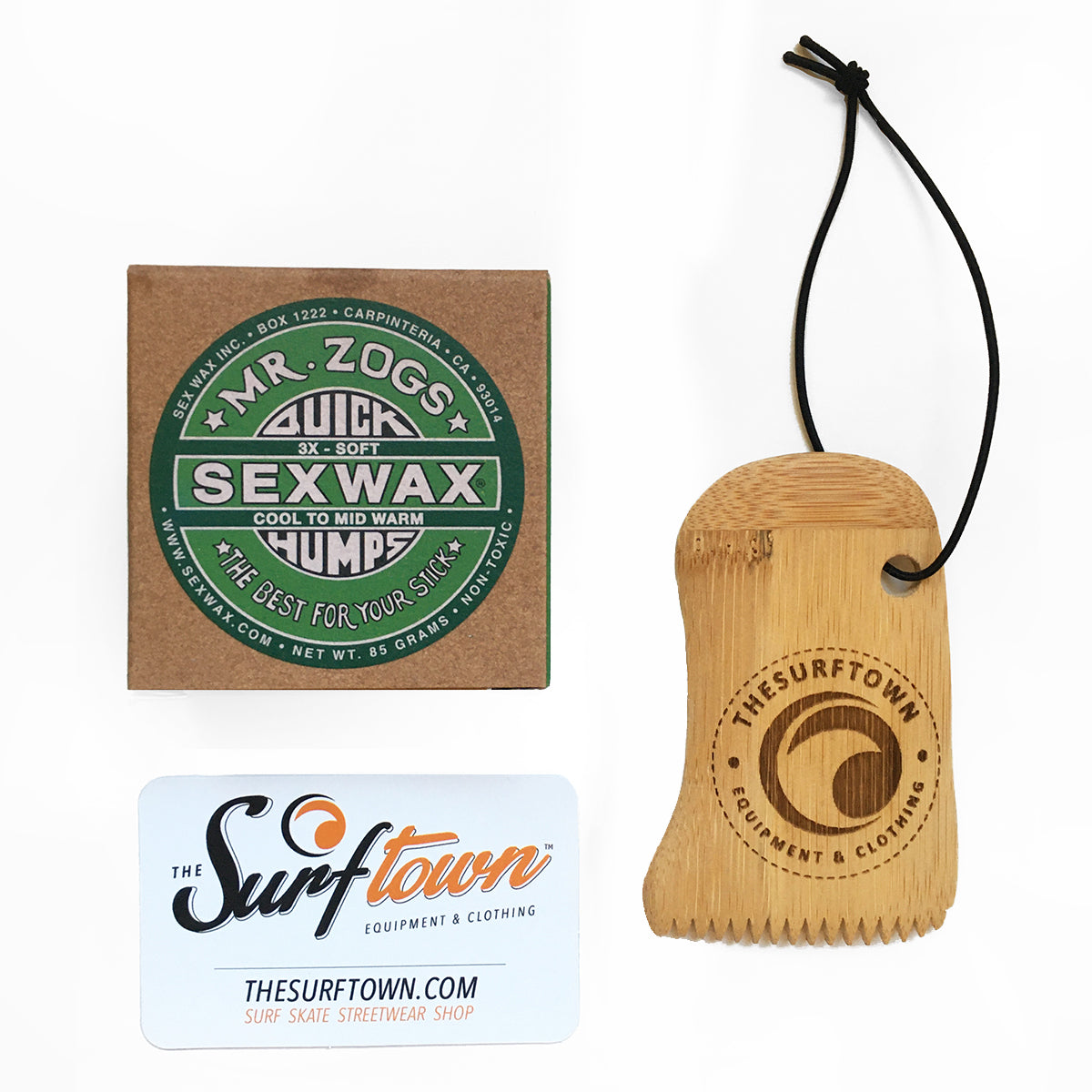 peine de parafina surf THE SURF TOWN Classic Logo bambú ecológico con cera incluida