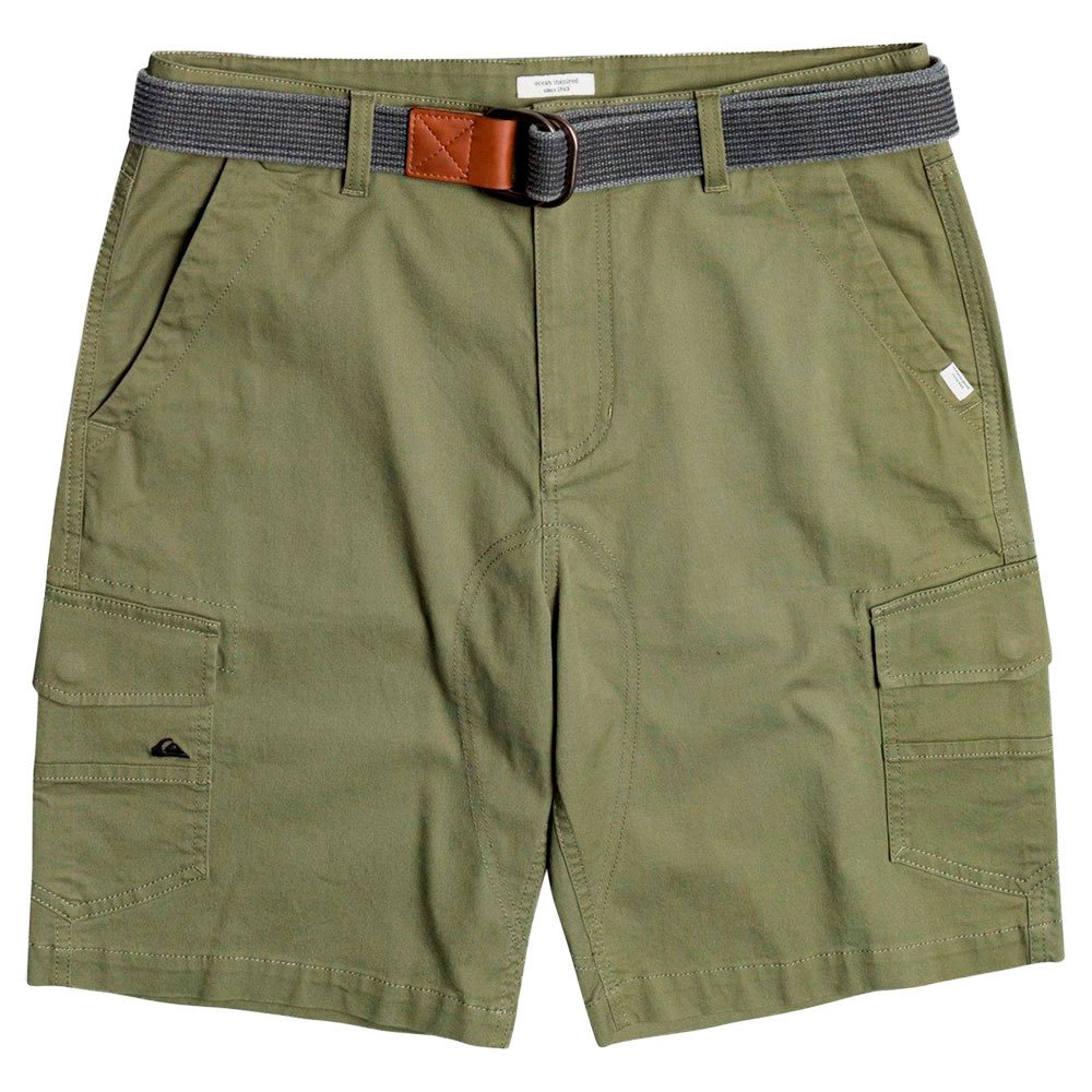 Pantalón corto para hombre con bolsillos laterales tipo cargo, de color verde militar fabricadas en tejido de algodón con punto elástico de QUIKSILVER