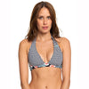 Top bikini ROXY Beach Classics vichy blanco y negro para mujer con diseño triángulo